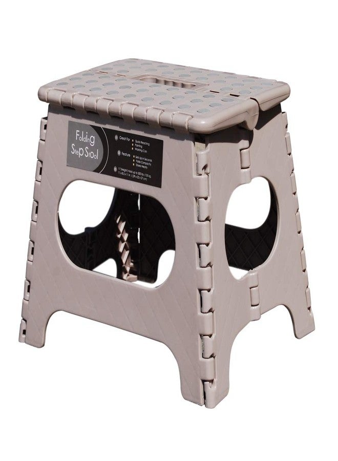 BEEANDEE Non-Slip Folding Step Stool, Sturdy Safe Enough - Holds up to 300 Lb - 11 inch Footstool for Adults or Kids, Folding Ladder Storage/Opens Easy, for Kitchen,Toilet,Camping (Light Tan, 11'') - Image 2