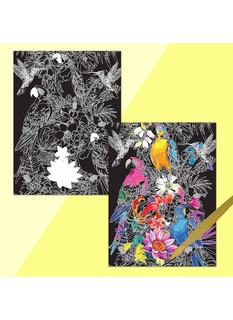 Hinkler Kaleidoscope Etch Art Creations – Neon Nature Edition, includes 16 etch-art Panles, a 16-page Book, 3 Stencils, and an etching stylus, Vibrant Etching Art Kit for Kids, Perfect Gift for Nature Lovers and Young Artists - Image 5