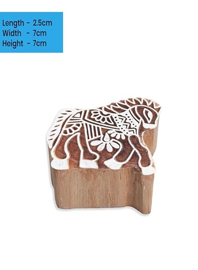 itsy-bitsy Itsy Bitsy Hand Carved Wooden Printing Block Royal Horse W 2inch X L 3inch 1pc Traditional Indian Textile Stamp for DIY Fabric Printing - Image 2