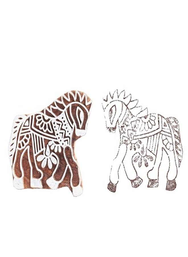 itsy-bitsy Itsy Bitsy Hand Carved Wooden Printing Block Royal Horse W 2inch X L 3inch 1pc Traditional Indian Textile Stamp for DIY Fabric Printing - Image 3