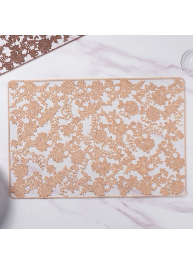 Flexible plastic tablecloth in beige – modern patterned design – stain-resistant and easy to clean