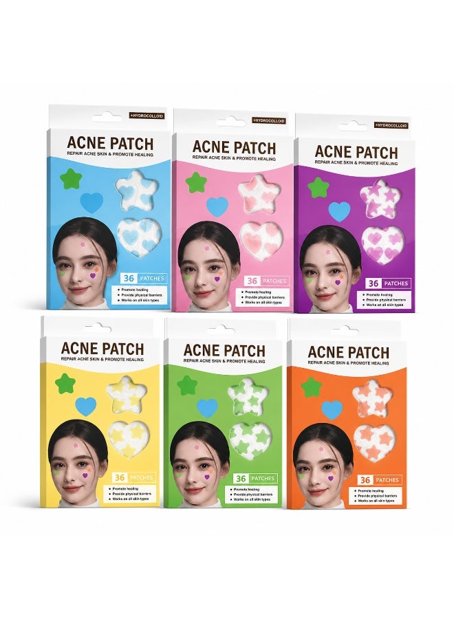 Acne patches are the ideal solution for caring for acne-prone skin. These patches feature an attractive, multi-colored, and multi-shaped design—a pack of 36 patches. - Image 1