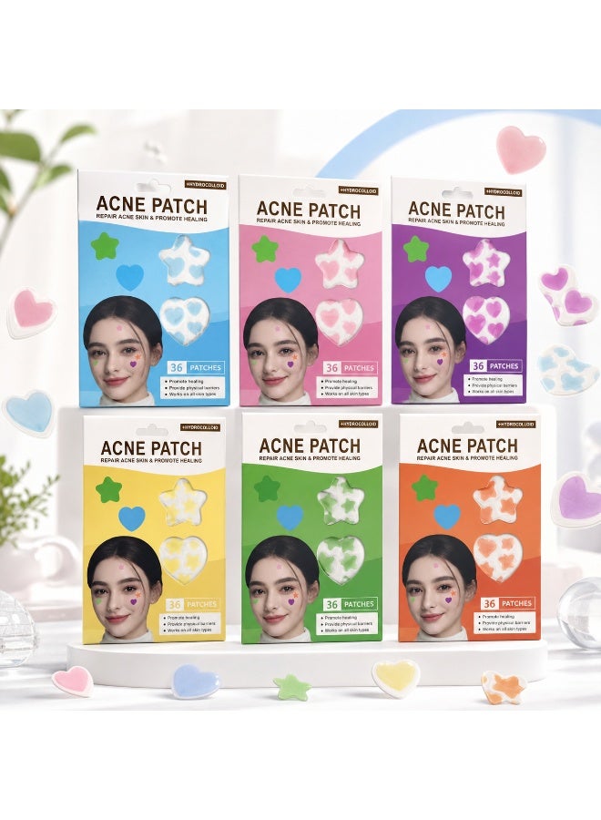 Acne patches are the ideal solution for caring for acne-prone skin. These patches feature an attractive, multi-colored, and multi-shaped design—a pack of 36 patches. - Image 2