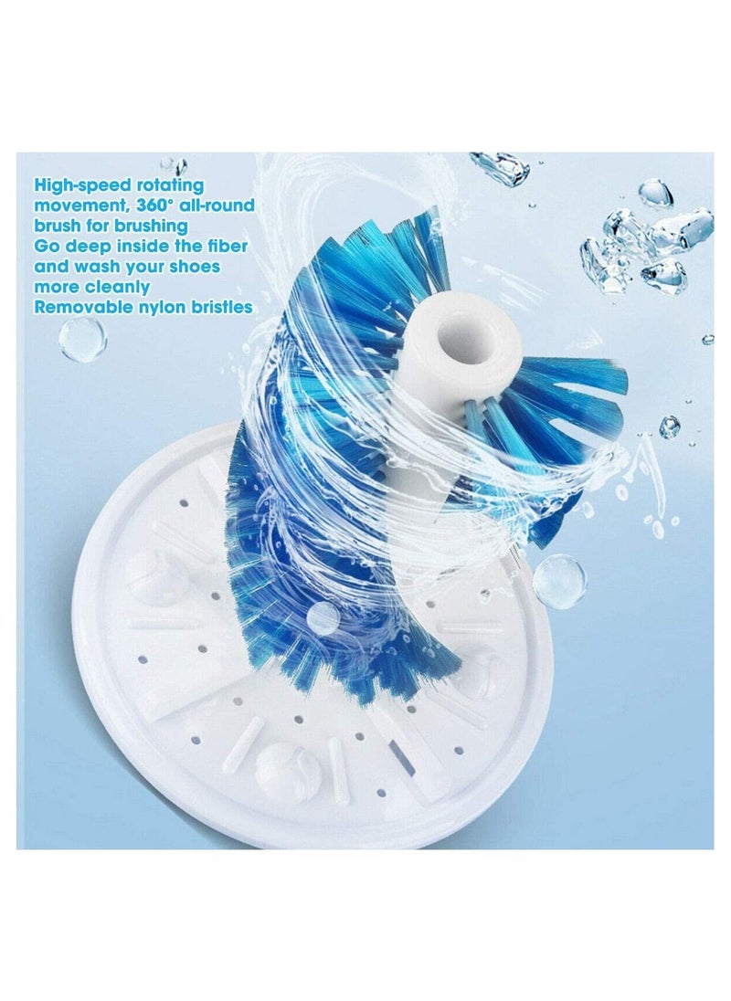 Portable Mini Shoe Washing Machine with Spinner Dryer and Brush White/Blue