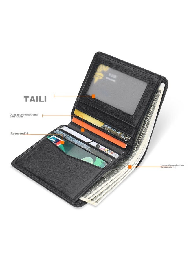 Scarecrow Men's Wallet, Short Style, Top-grain Leather, Bifold, Silver Coin Purse, Multi-card Slots, Valentine's Day Gift - Image 2
