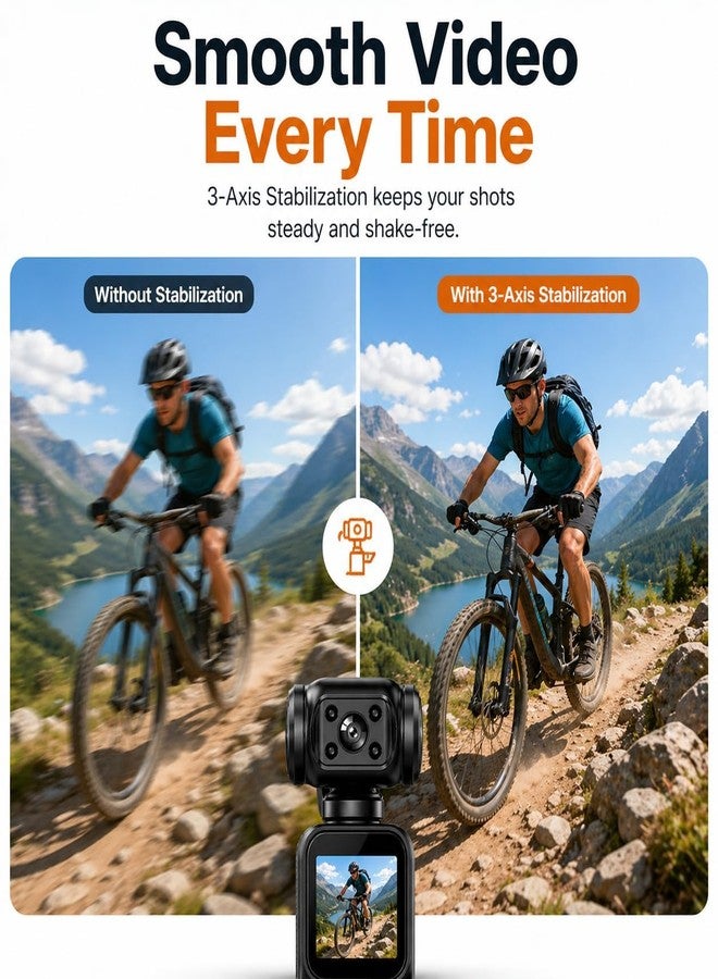 Acuvar Mini 4K Pocket Camera with LCD Screen, Portable Video Camera with WiFi, Face Tracking, 270° Rotation, 64GB SD Card Included - Image 5