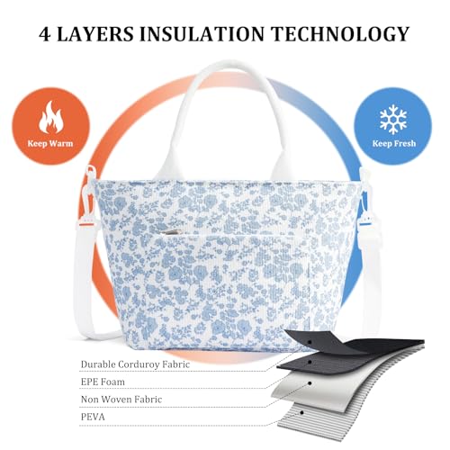 MEXS Lunch Bag for Women Adult Large Insulated Lunch Box Girl Cute Corduroy Lunch Tote Bags Reusable Leakproof Cooler Work Picnic - Image 3