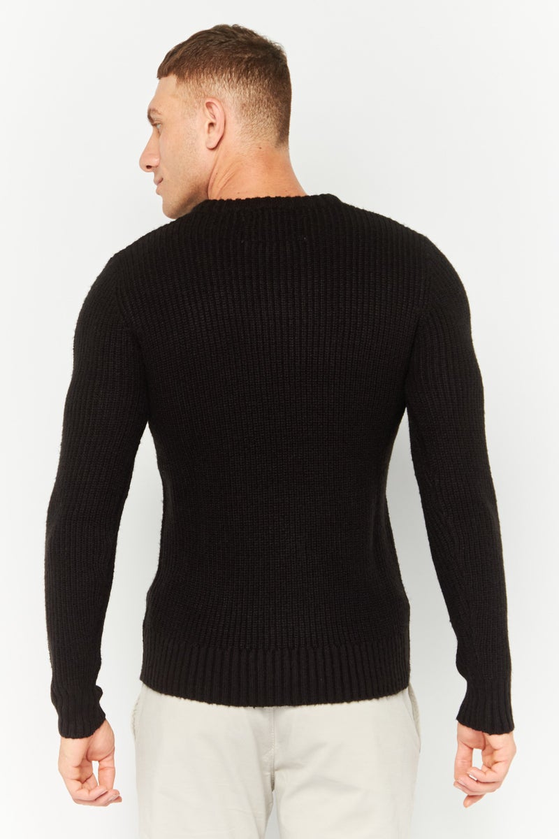 Sorbino Men Crew Neck Long Sleeve Knitted Sweater, Black - Image 4