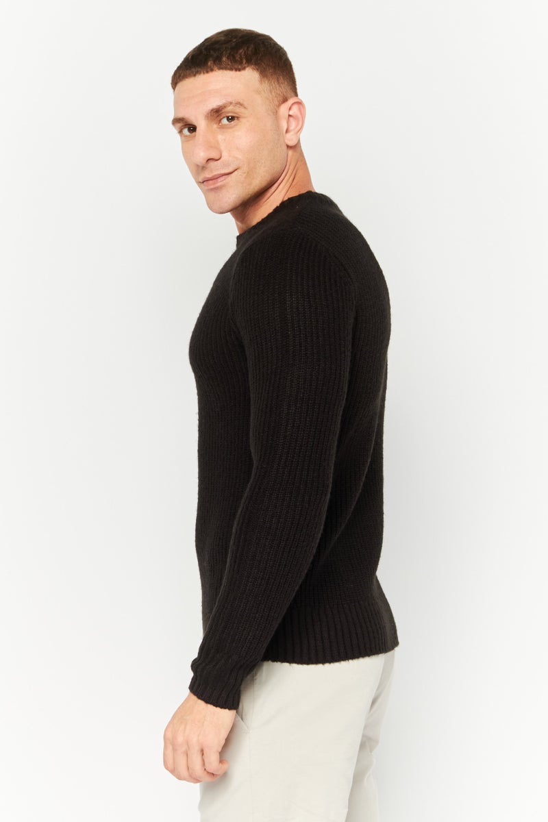 Sorbino Men Crew Neck Long Sleeve Knitted Sweater, Black - Image 3