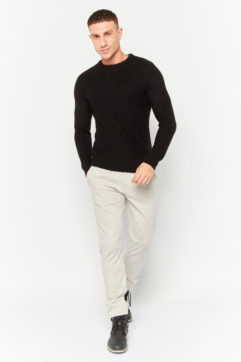 Sorbino Men Crew Neck Long Sleeve Knitted Sweater, Black - Image 2