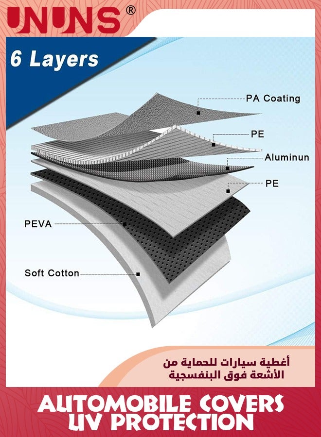 UNUNS Full Car Covers,Full Exterior Covers For Car,Universal Automobile Cover Waterproof Car Hood For All Weather,Sun Rain Wind Protection Vehicle Cover With Reflective Strip,Grey XL-510X190X185CM - Image 2
