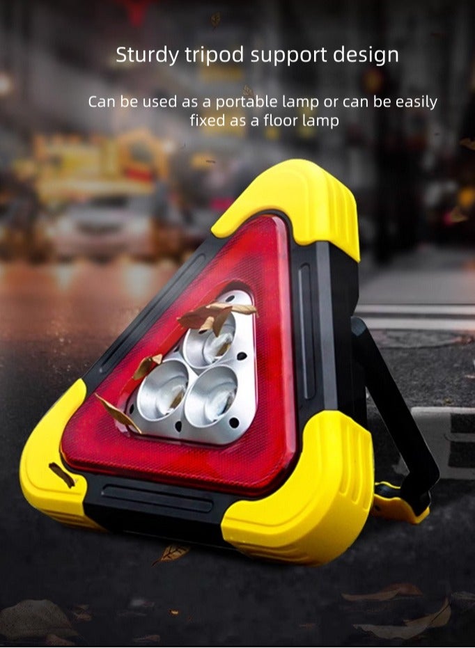 Emergency Roadside Warning Light – Rechargeable Flashing Safety Triangle with Solar Power and Battery – Portable Hazard Strobe for Cars, Trucks and Camping  - Image 1