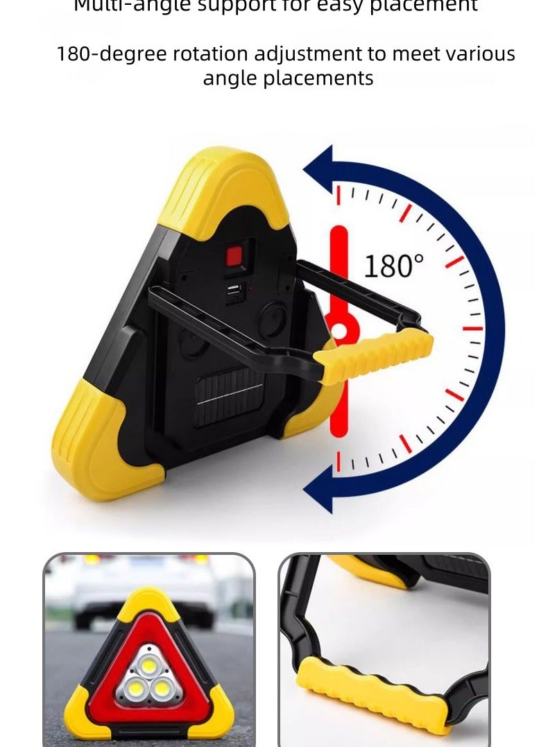 Emergency Roadside Warning Light – Rechargeable Flashing Safety Triangle with Solar Power and Battery – Portable Hazard Strobe for Cars, Trucks and Camping  - Image 5