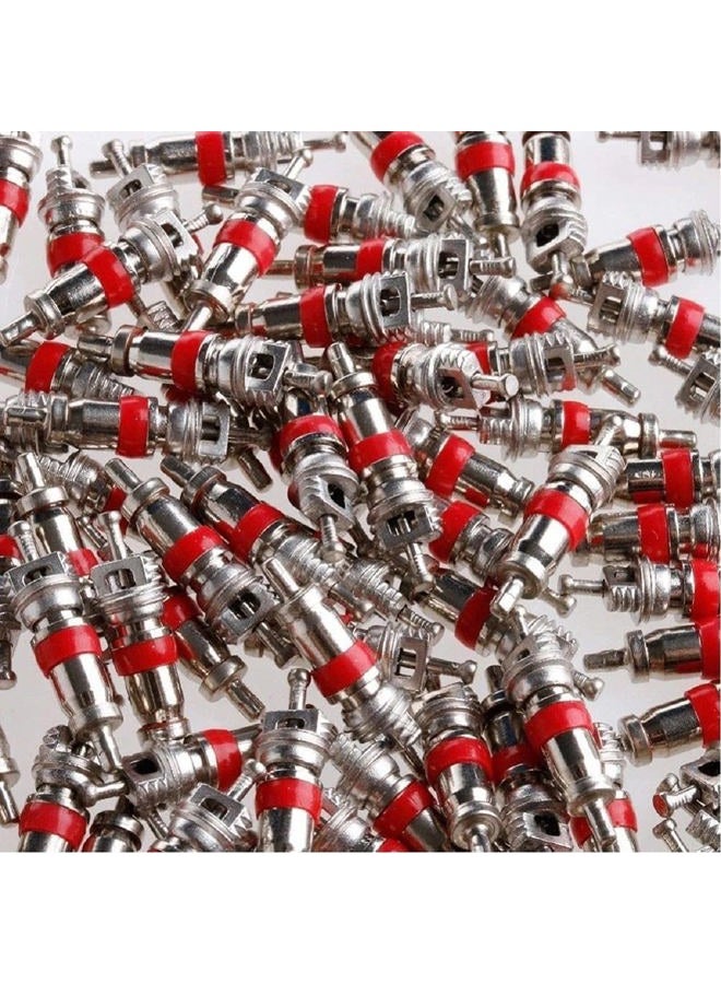 Muzzys (PACK OF 100) Premium TPMS Safe, Nickel Plated Red Valve Cores, MADE IN THE USA For Schrader Valves, VA-01 For Use on Cars, Trucks, Semi-Trucks, Motorcycles, Bikes, HVAC, Air Conditioning Applications - Image 1