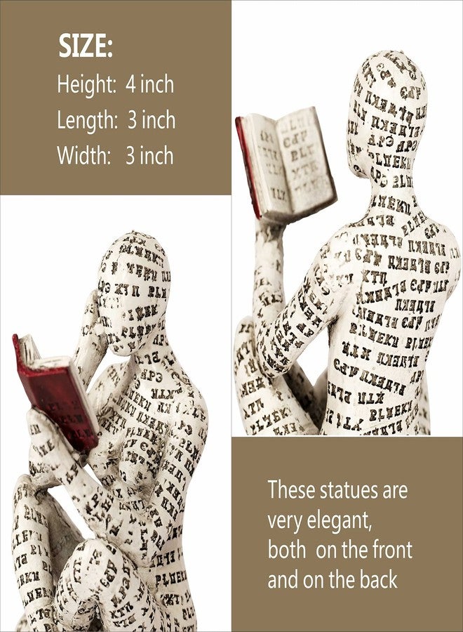 Dlfghos 3 Pieces Pulp Reading Women Figurine Thinker Statue Decor Modern Figurines Abstract Aesthetic Sculpture for Home Decoration Living Room Office Bookshelf Shelf Table - Image 5
