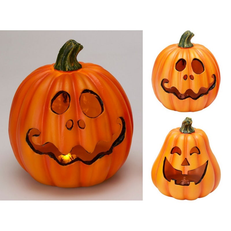 Koopman Pumpkin Decoration with LED – 14x15cm Assorted Halloween Ornament, Holiday Seasonal Decor for Home, Tabletop & Festive Display - Image 1
