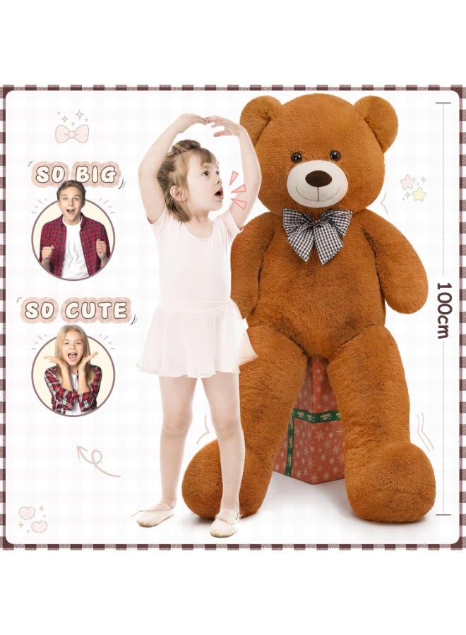 Relex Cute Teddy Bear, Ultra Soft Plush Doll with Skin Friendly Fabric, Large Size Stuffed Bear for Anniversary, Holiday Day Gift, Birthday Gift, 100cm (Dark Brown) - Image 5