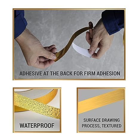1 Pc 50 Meters Golden Tape Home Floor Wallpaper Waterproof Tiles Tile gap Tiles Stickers for Floor 05 CM Wide Gold  - Image 4