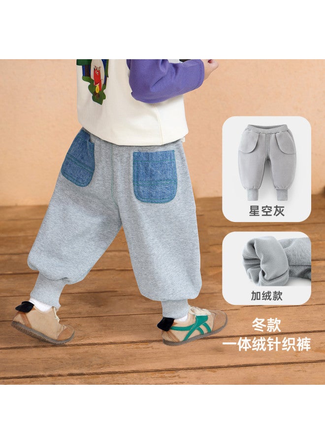 One-piece Fleece] Baby Soft Pants Autumn Winter Boys Sweatpants Casual Warm Outdoor Children's Sports Pants Girls - Image 2