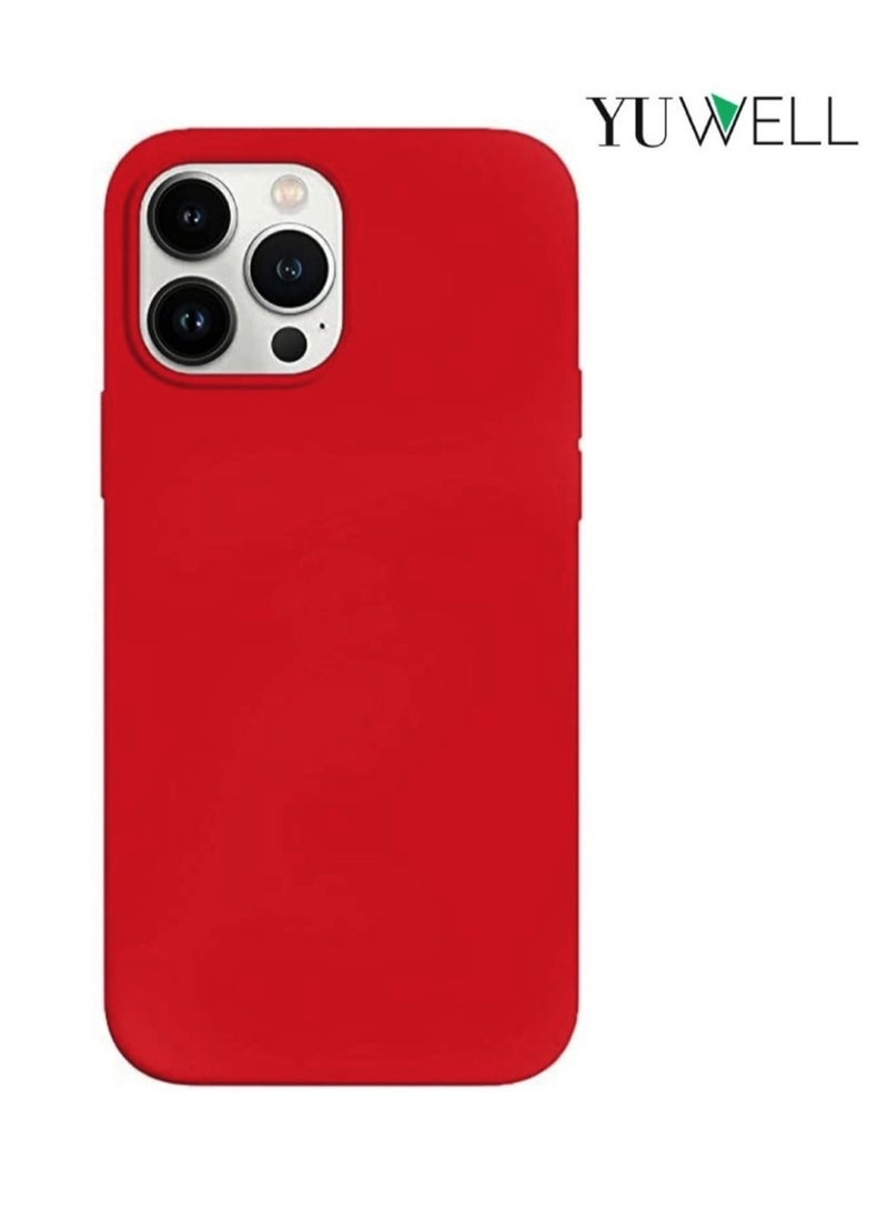 Yuwell - iPhone 14 Pro Case Silicone Shockproof Protective Case Cover 6.1 Inch Soft Liquid Gel Rubber iPhone 14 Pro Silicone Case Red - Image 1