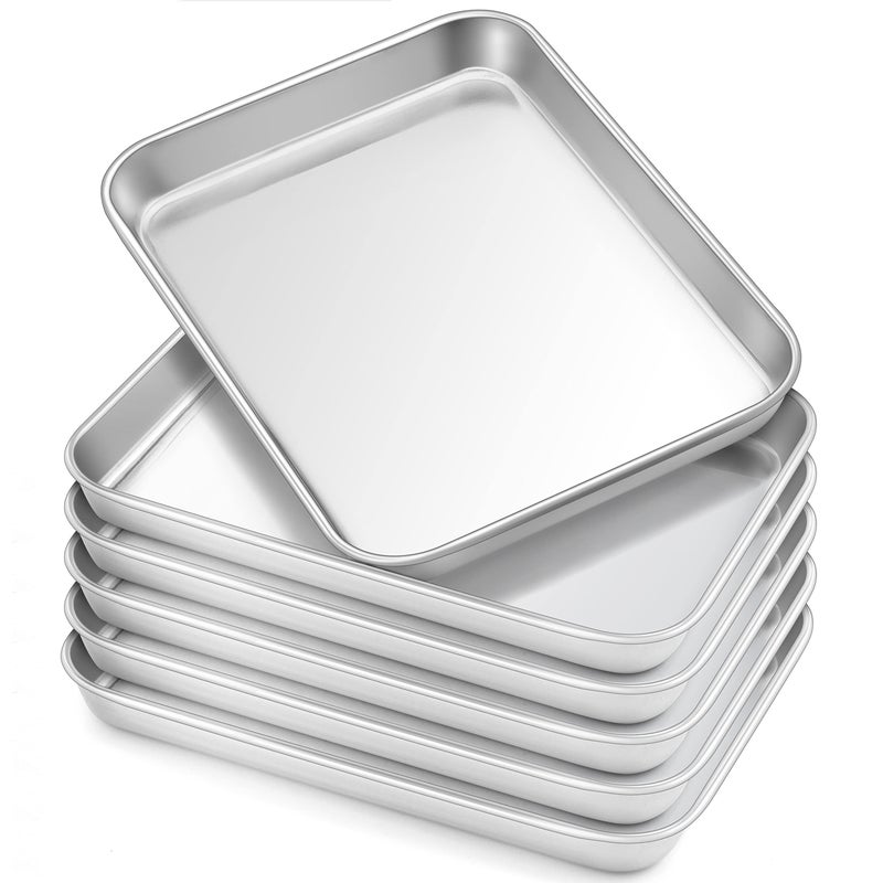 HaWare 6Piece Toddler Plates Stainless Steel Kids Plates Metal Dinner Dish for Children 73 x 53 x 08 Feeding Baking Camping Tray Reusable Dinnerware Nontoxic Oven Safe  Dishwasher Safe