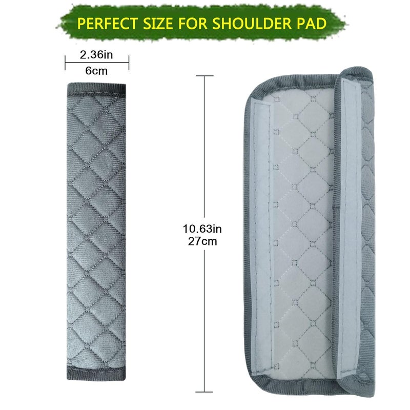 tecooller Car Seat Belt Cover Pad, 5 Pcs, Seatbelt Covers for Car Accessories, Soft Material, Car Seat Strap Pads, Gray 10.63 inches, Applicable for All Vehicles, Comfort for Neck Shoulders (5-Gray) - Image 2