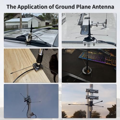 UAYESOK VHF/UHF Mobile Base Antenna Ground Plane Mount Kit, PL259 to SO239 Adapter, 2m/70cm 136-174MHZ/400-470MHZ - Image 2