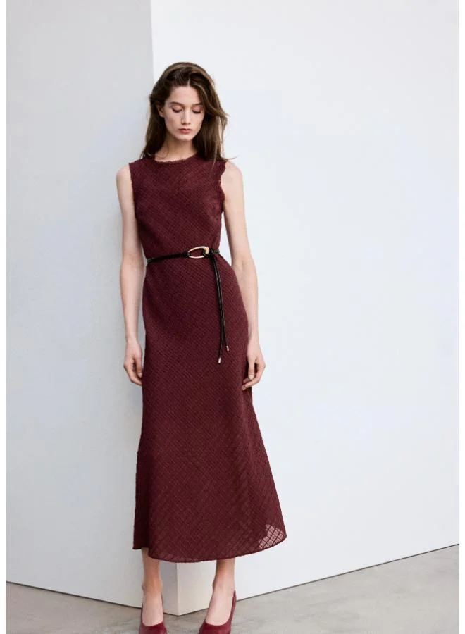 Mango Belted textured dress