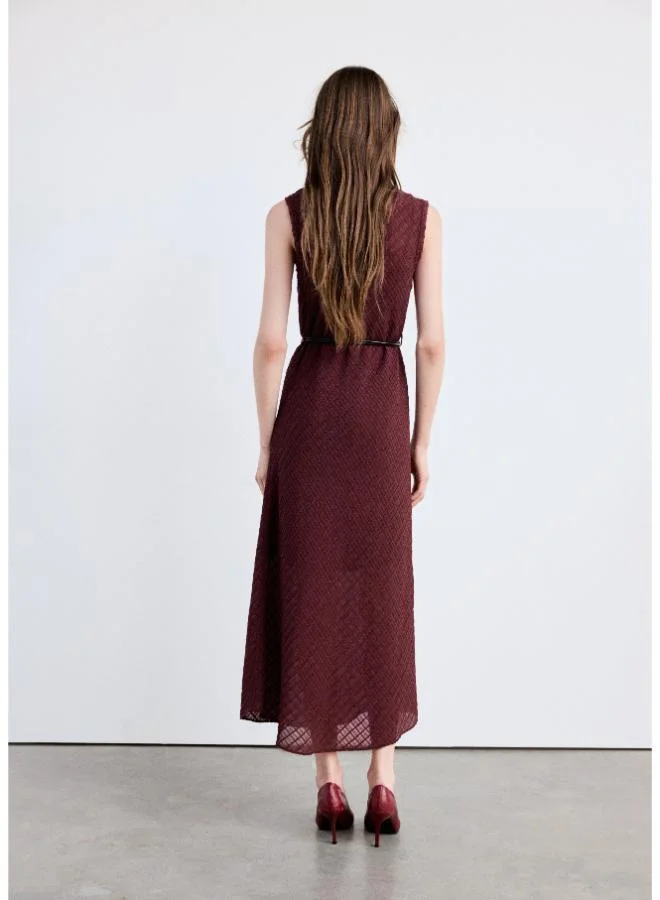 Mango Belted textured dress
