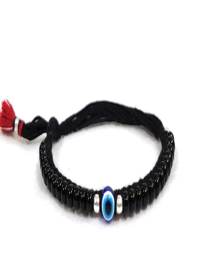 Jewel string Evil eye baby Nazariya (1pair) adjustable cord Bracelet with black beads and silver ball for newborn baby to 4-year toddlers for Girl Boy (Baby bracelet, anklet) (Not for adult) (small size 3 inch to 5 inch) - Image 2