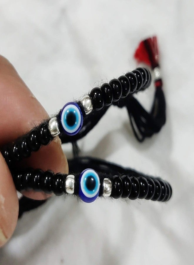 Jewel string Evil eye baby Nazariya (1pair) adjustable cord Bracelet with black beads and silver ball for newborn baby to 4-year toddlers for Girl Boy (Baby bracelet, anklet) (Not for adult) (small size 3 inch to 5 inch) - Image 5