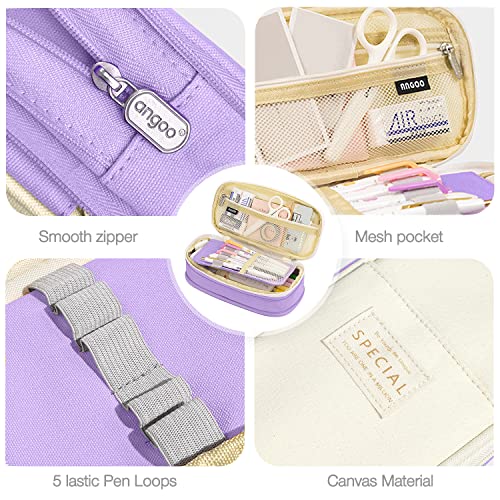 LHMTQVK Large Pencil Case Pencil Pouch Can Expand Pencil Bag Big Capacity Pencil Bag Large Storage Pouch Pencil Case Aesthetic Pencil Cases for Adults Cute Pencil Pouch (purple beige)(kl2) - Image 4