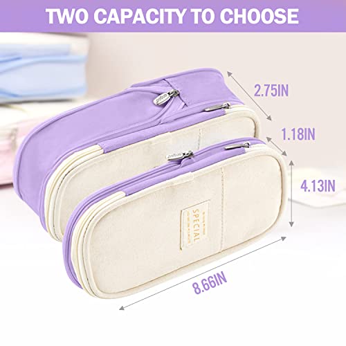 LHMTQVK Large Pencil Case Pencil Pouch Can Expand Pencil Bag Big Capacity Pencil Bag Large Storage Pouch Pencil Case Aesthetic Pencil Cases for Adults Cute Pencil Pouch (purple beige)(kl2) - Image 3