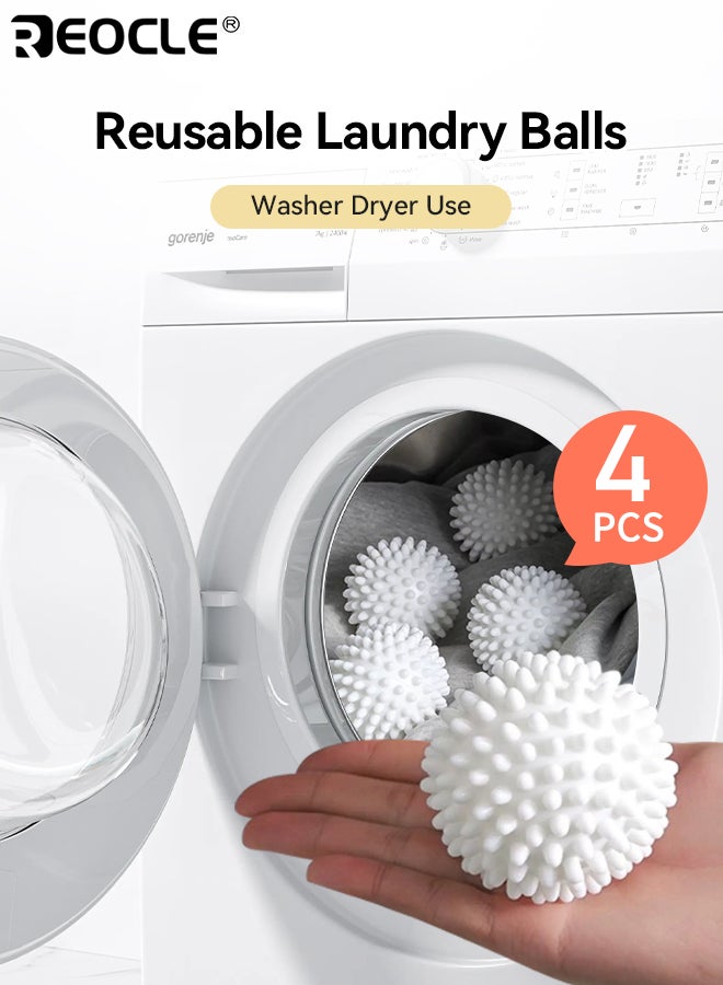ريوكل 4 كرات غسيل قابلة لإعادة الاستخدام مزيلة للشعر مطابقة للنسيج مضادة للتشابك مساعدة غسيل صديقة للبيئة للغسالة والمجفف - Image 1