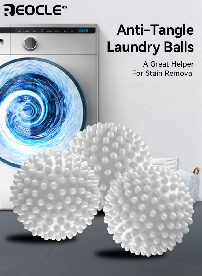 REOCLE 4pcs Reusable Laundry Balls Hair Removing Fabric Softening Anti-Tangling Eco-Friendly Washing Helper for Washer Dryer Use - Image 3