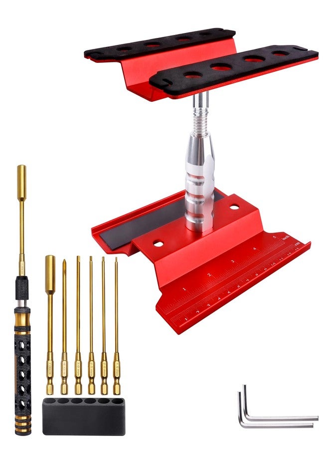 مجموعة أدوات إصلاح سيارات التحكم عن بعد من GoHobby، تتضمن مفتاح سداسي وحامل إصلاح، مع دوران 360 درجة، مناسبة لسيارات التحكم عن بعد من 1/8 و1/10 و1/12 و1/16 و1/18 (أحمر). - Image 1