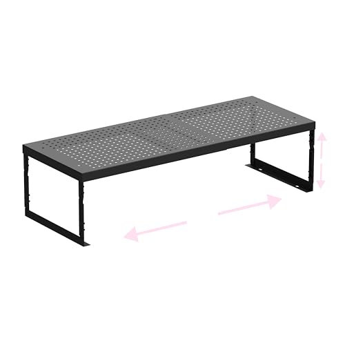 Asiingkel Stackable Expandable Metal Shelf Organizer - Adjustable Wire Storage Rack with Holes for Kitchen, Bathroom, Cabinet, Office - Space Saving, Durable & Sturdy Design（1PACK/Medium/Black - Image 1