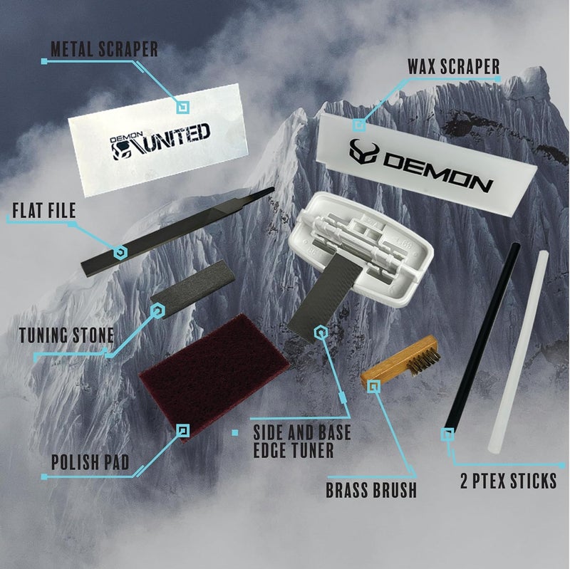 Demon United Demon Complete Basic Tune Kit with Wax- Everything Needed to do a Basic Tune and Wax for Your Skis and Snowboard - Image 2