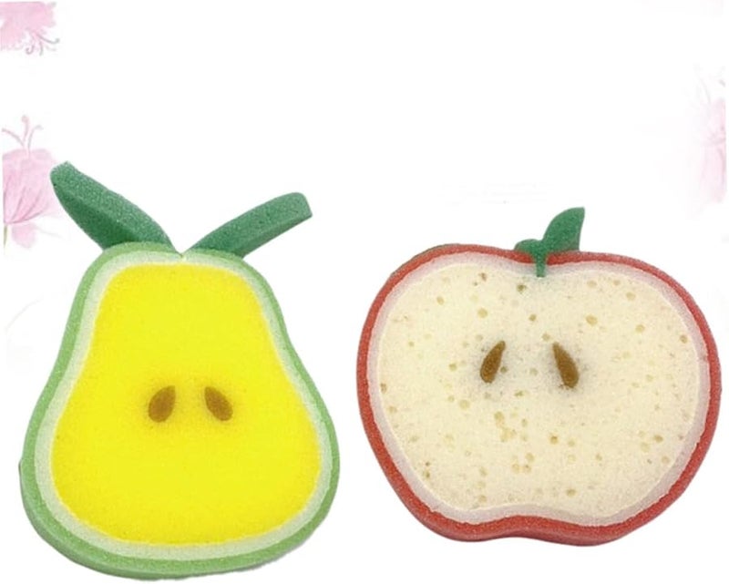 Apple Shaped Bath Sponges 2 Pack Cartoon Foam Body Scrubbers For Kids - Image 4