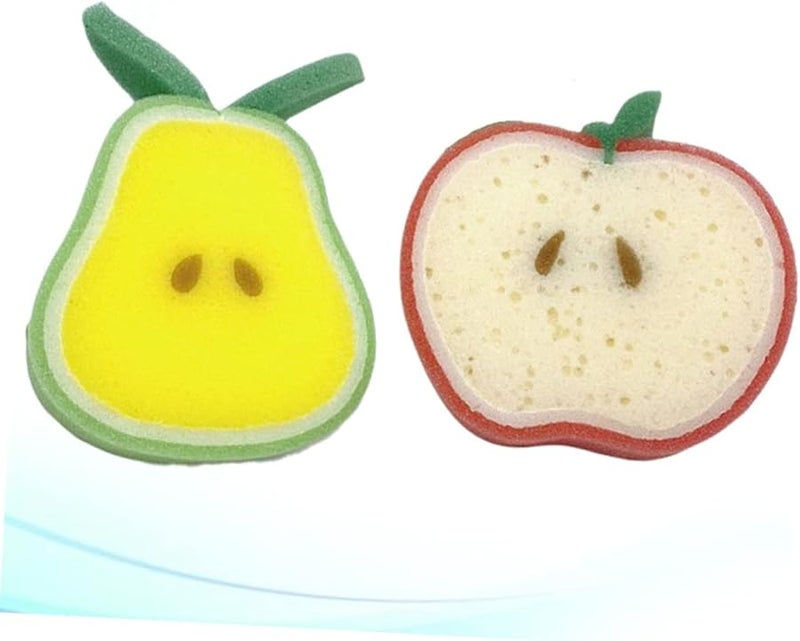 Apple Shaped Bath Sponges 2 Pack Cartoon Foam Body Scrubbers For Kids - Image 3