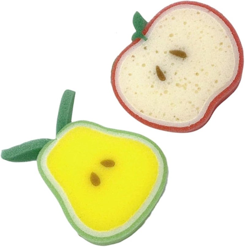 Apple Shaped Bath Sponges 2 Pack Cartoon Foam Body Scrubbers For Kids - Image 2