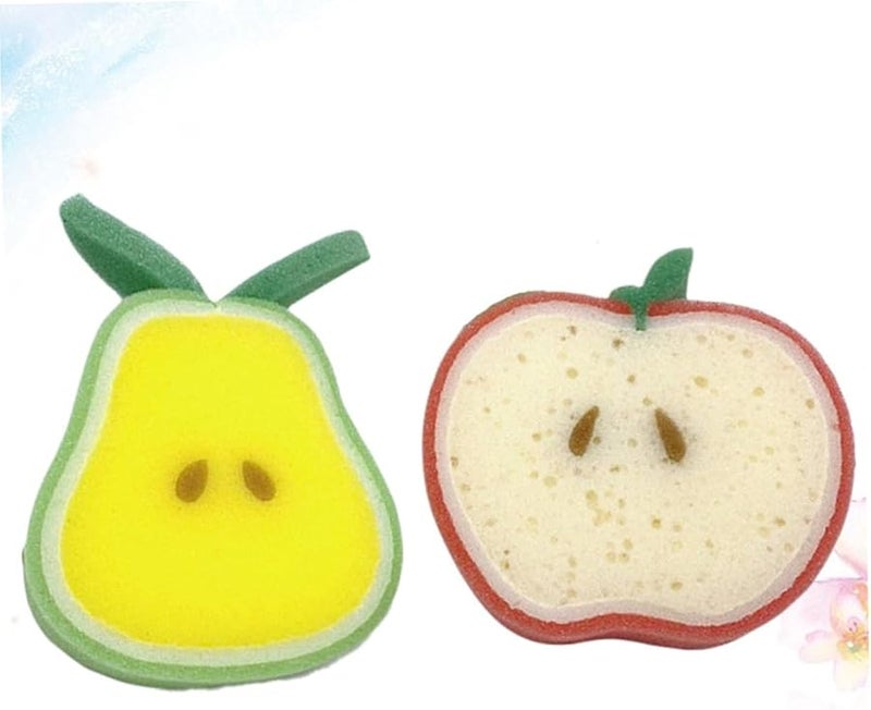 Apple Shaped Bath Sponges 2 Pack Cartoon Foam Body Scrubbers For Kids - Image 5