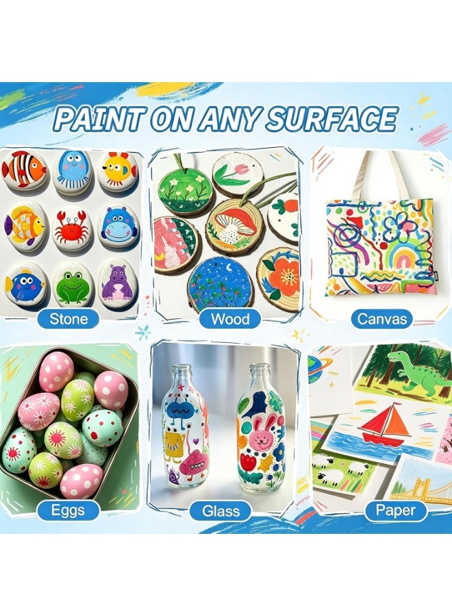 LuckyNov 24 Colors Acrylic Paint Pens, Soft Brush Tip Acrylic Markers,– Art Markers for Fabric, Rock, Canvas, School & DIY Crafts – Vibrant Water-Based Paint Pens for Artists and Kids - Image 5