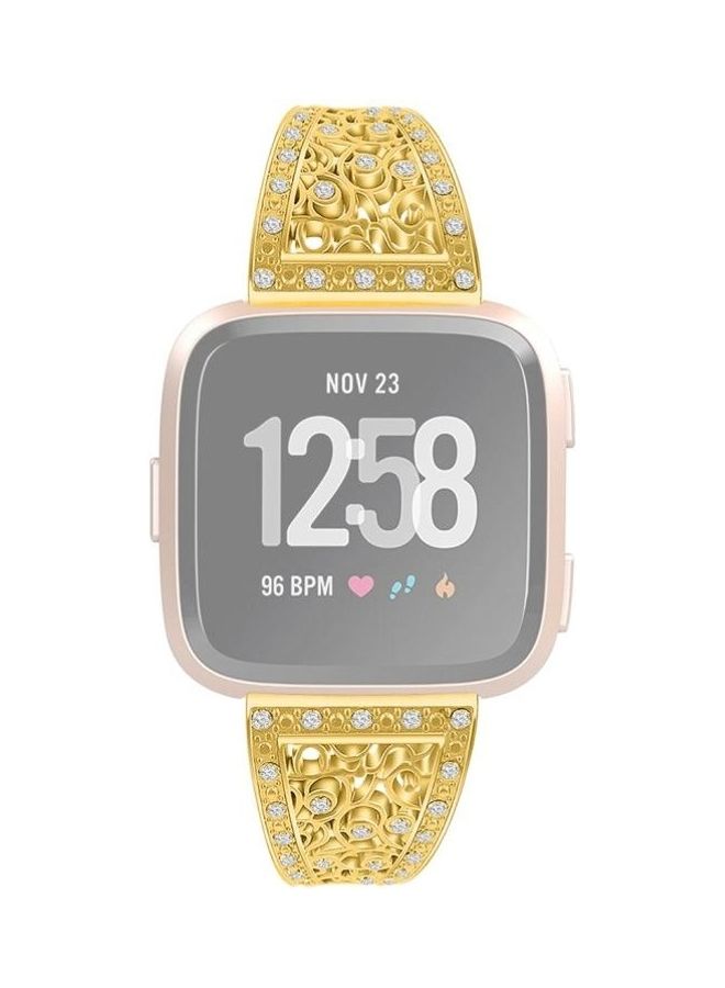 NIBEMINENT Flower Shape Metal Diamond-studded Chain Wristband Watchband Gold - Image 2