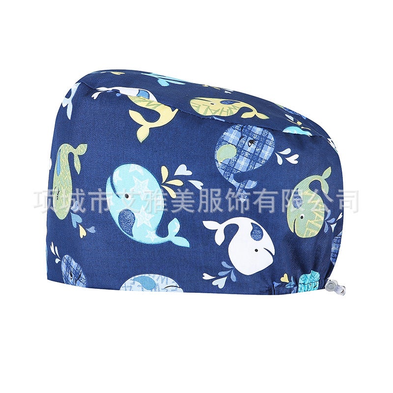 Surgical Cap Women'S Cotton Adjustable Breathable Cartoon Printed Pattern Operating Room Clinic Work Oral Dental Hat - Image 1