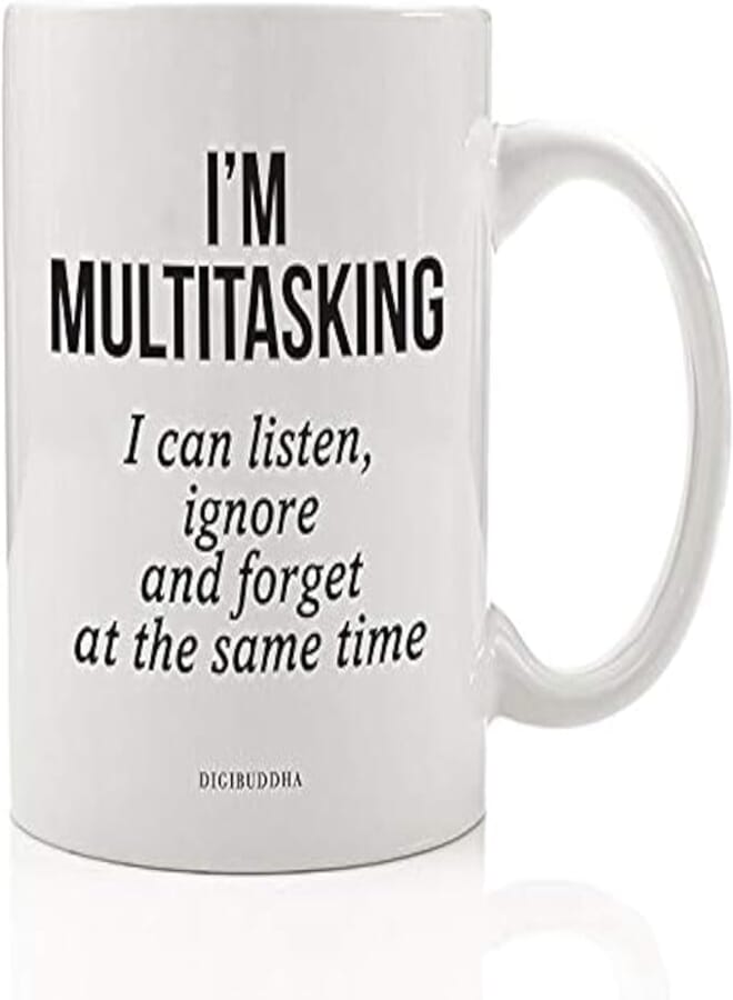 Digibuddha MULTITASKING Coffee Mug Sarcastic Idea for Busiest Ignorant Person You Know Funny Birthday Christmas for Friend Manager Boss Office Coworker 11oz Ceramic Coffee Tea Cup DM0687_2