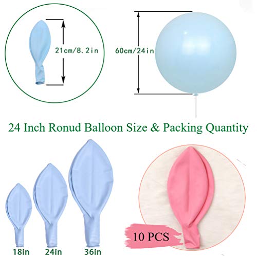 IN-JOOYAA 24 Inch Latex Round Balloons 10 Pack Macaron Pink Thick Big Balloons for Photo Shoot Wedding Baby Shower Birthday Party Decorations by INJOOYAA - Image 5