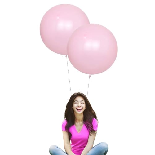 IN-JOOYAA 24 Inch Latex Round Balloons 10 Pack Macaron Pink Thick Big Balloons for Photo Shoot Wedding Baby Shower Birthday Party Decorations by INJOOYAA - Image 1