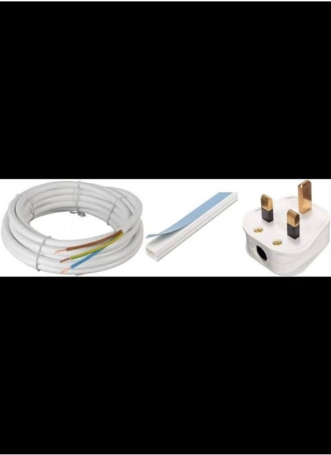 Electrical PVC Flexible Wire Power Cord 3 Core Extension Wire Copper Wire Flexible Cable With 16x16 Pvc Trunking As Cable Length &1 pc 13 amp Top Plug (1.5 mm x 2 meter)