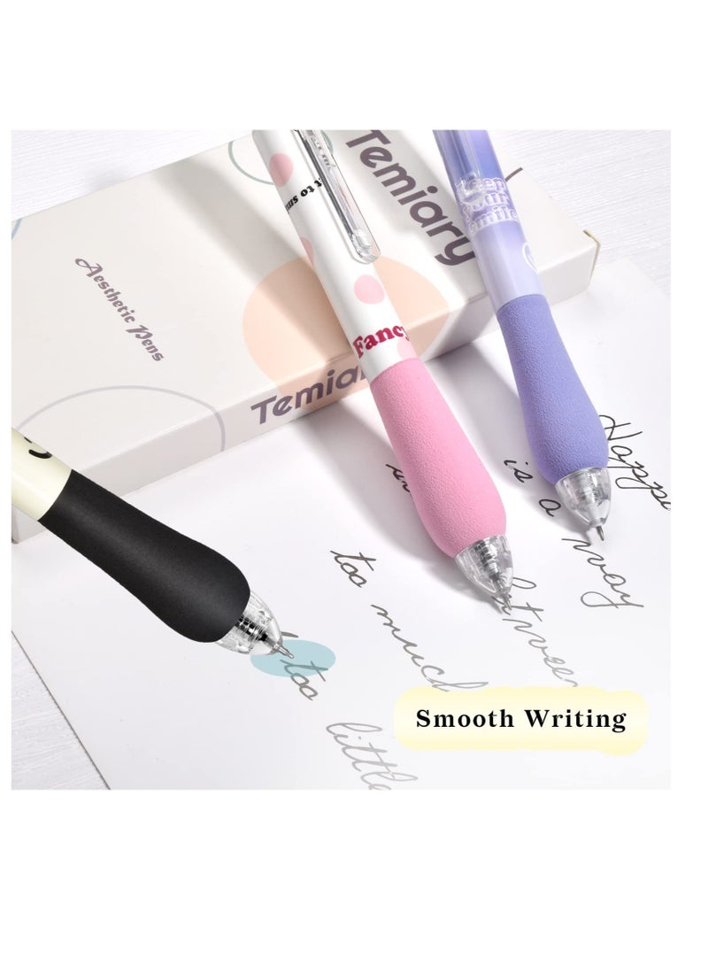 Excefore Retractable Gel Pens, 12 Pcs Creative Gel Ink Rollerball Pen, Quick Dry Fine Point 0.5mm Black Ink Rolling Ball Gel Pen, Comfortable Smooth Writing Aesthetic Pens, for Home, School, Office - Image 5